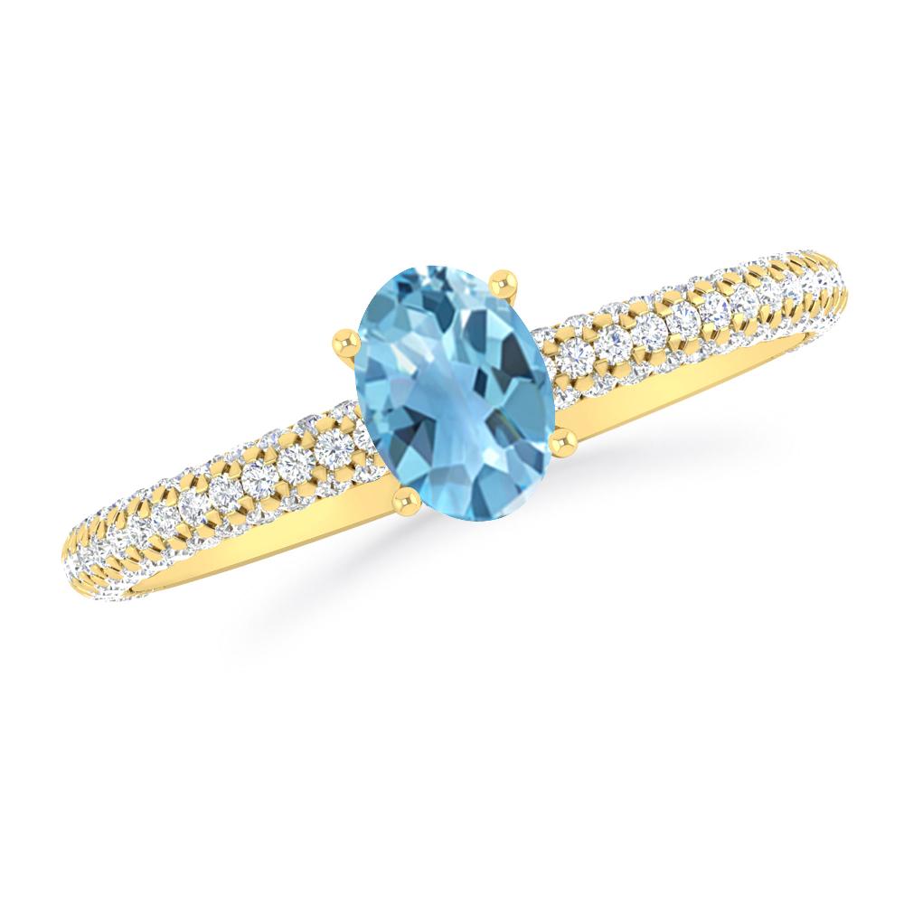 Yellow Gold - Blue Topaz