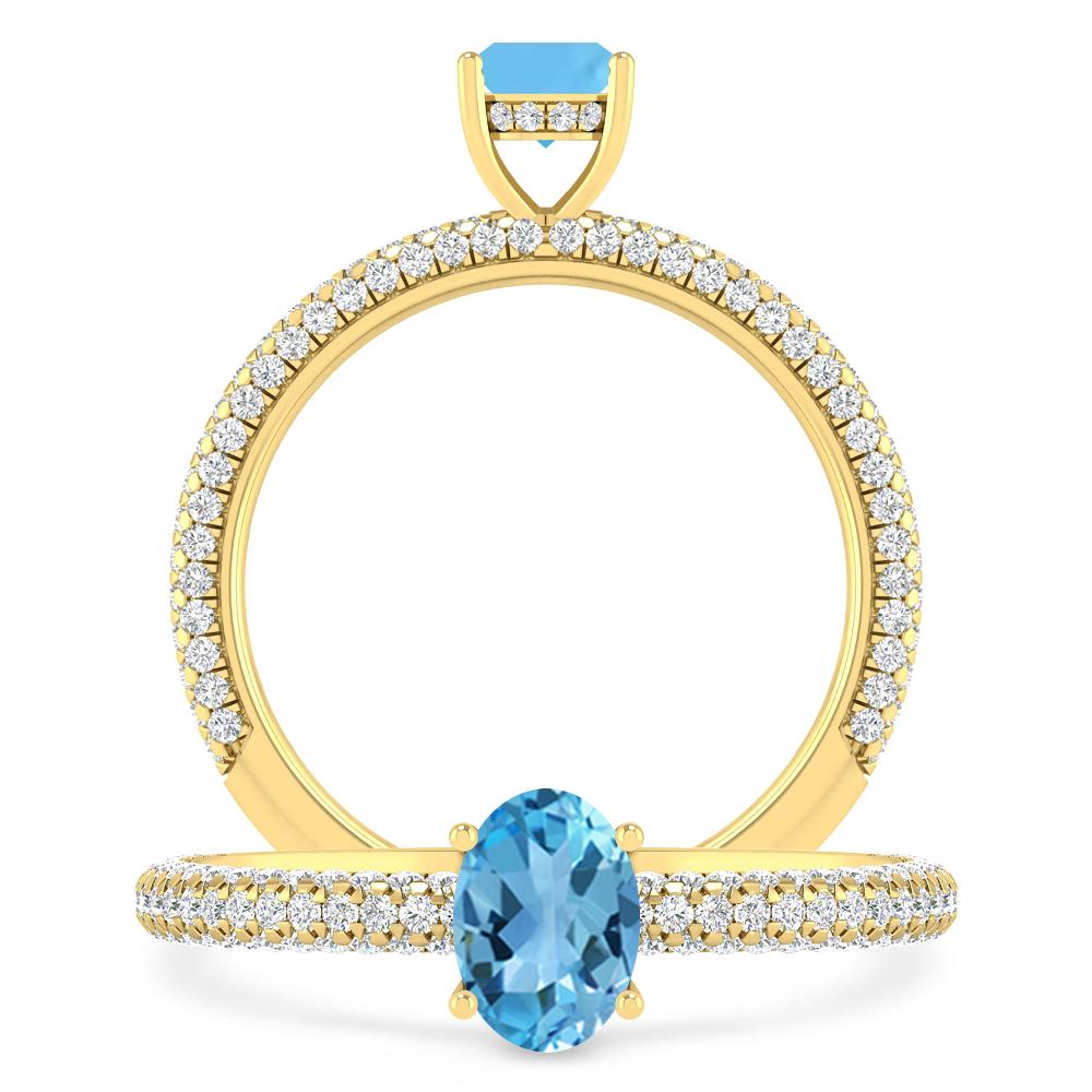 Yellow Gold - Blue Topaz