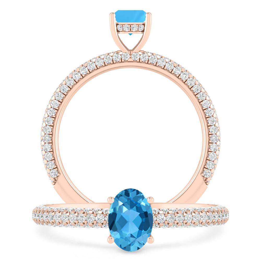 Rose Gold - Blue Topaz