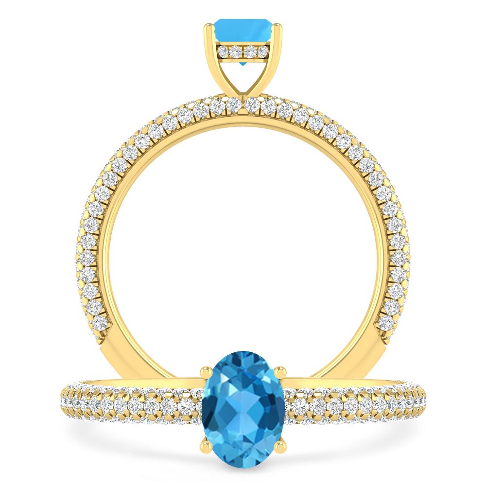 Yellow Gold - Blue Topaz