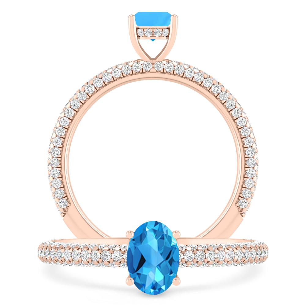 Rose Gold - Blue Topaz