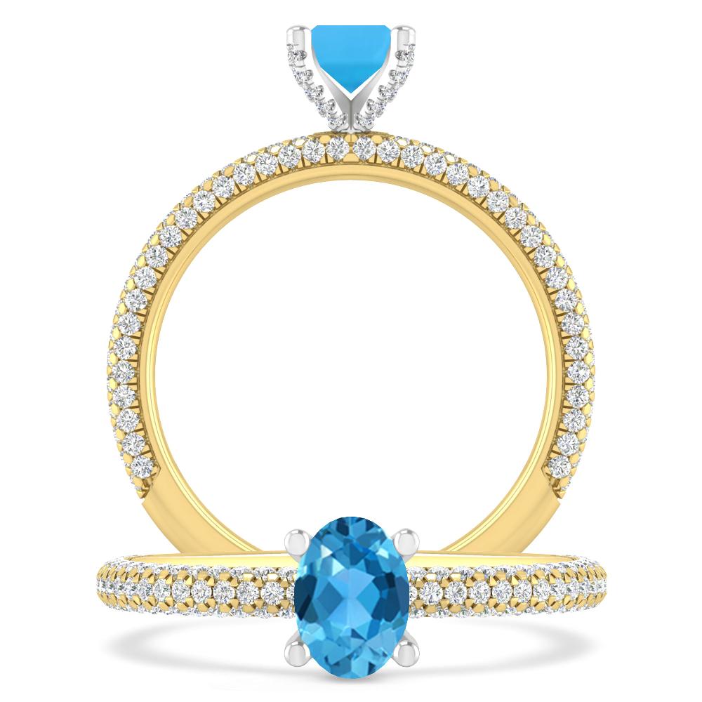 Yellow Gold - Blue Topaz