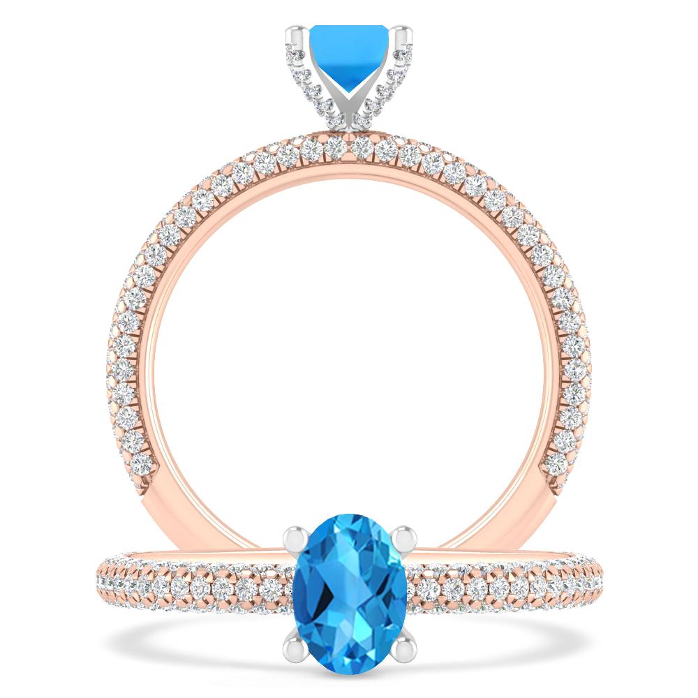 Rose Gold - Blue Topaz