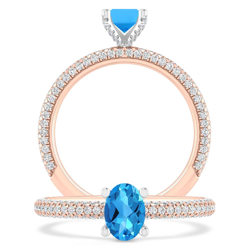 Rose Gold - Blue Topaz