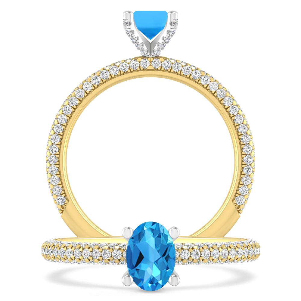 Yellow Gold - Blue Topaz