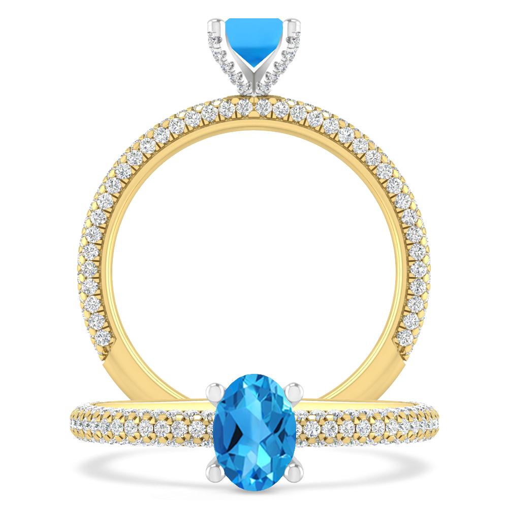 Yellow Gold - Blue Topaz