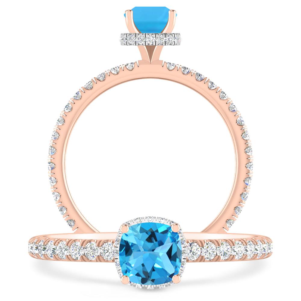 Rose Gold - Blue Topaz