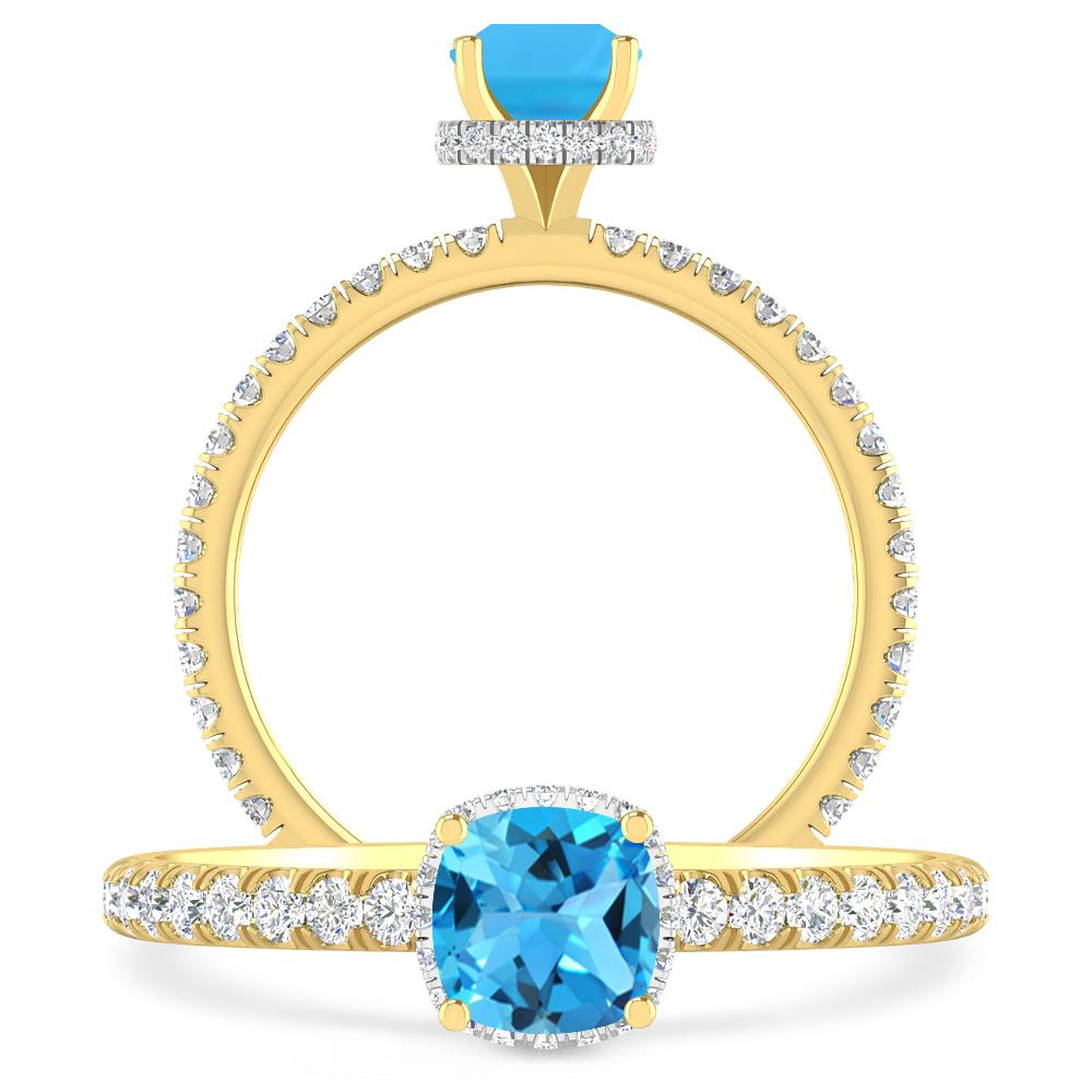 Yellow Gold - Blue Topaz