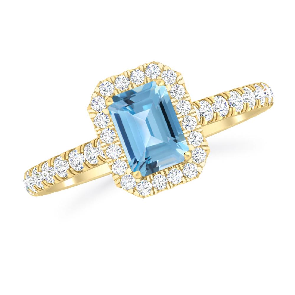 Yellow Gold - Blue Topaz