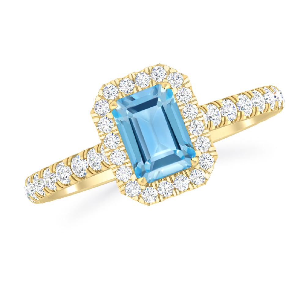 Yellow Gold - Blue Topaz