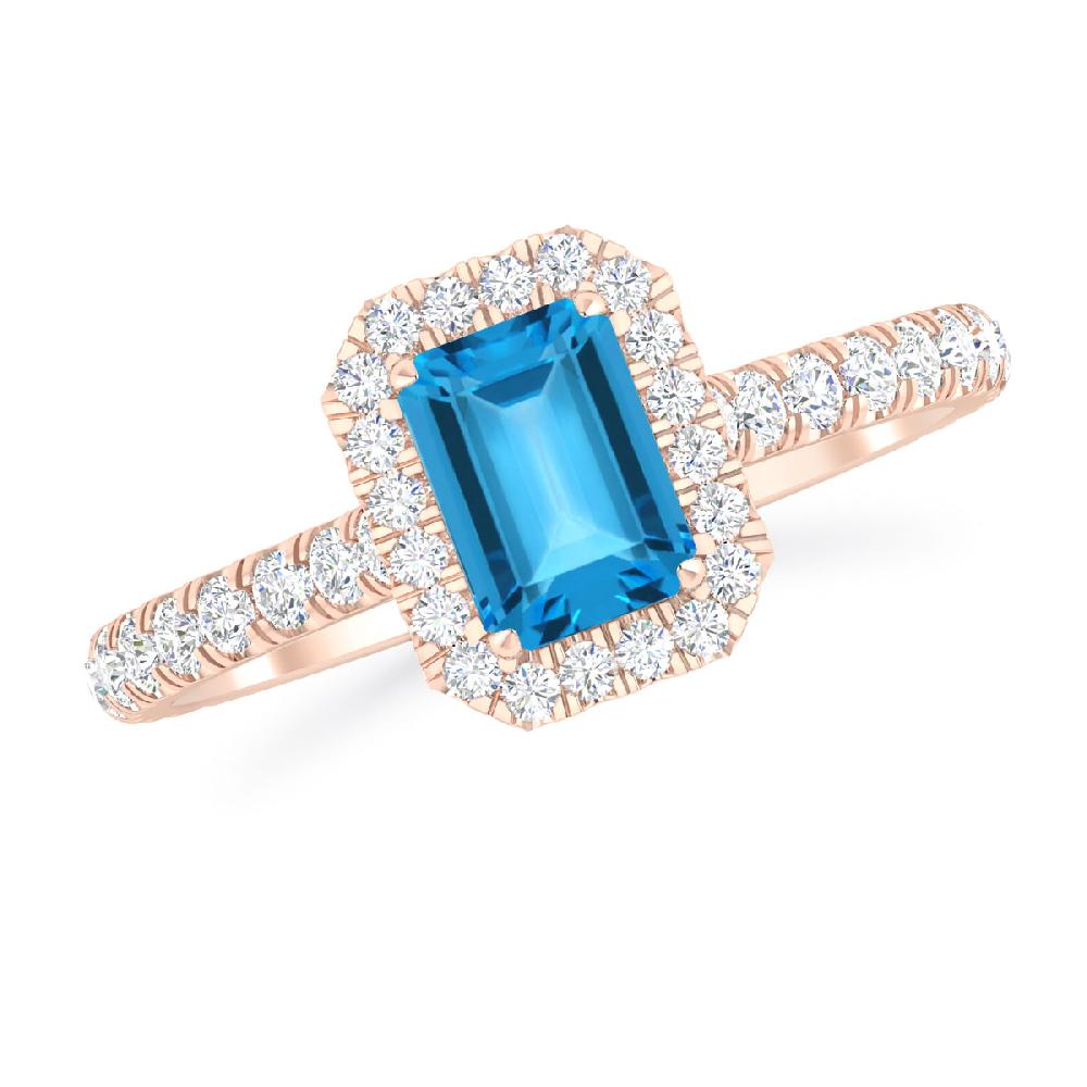 Rose Gold - Blue Topaz