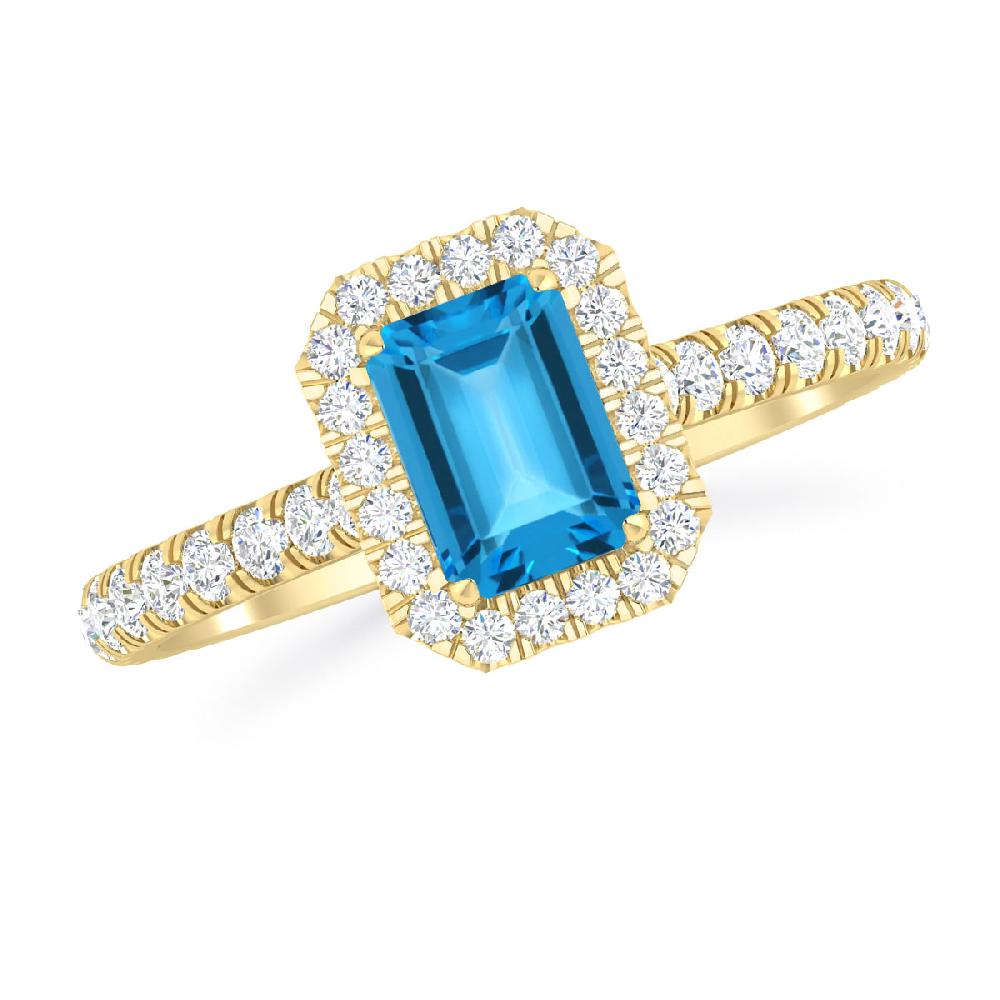 Yellow Gold - Blue Topaz