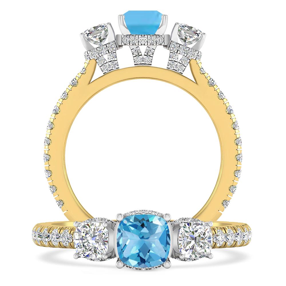 Yellow Gold - Blue Topaz
