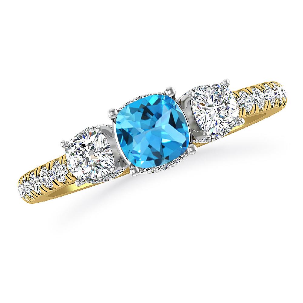 Yellow Gold - Blue Topaz