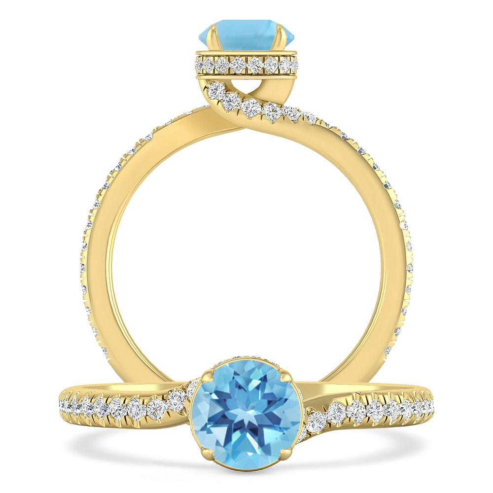 Yellow Gold - Blue Topaz