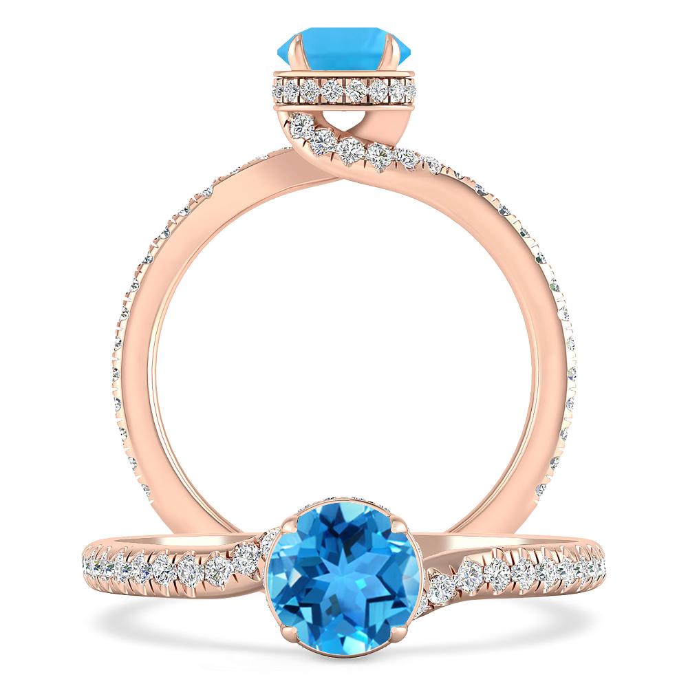 Rose Gold - Blue Topaz