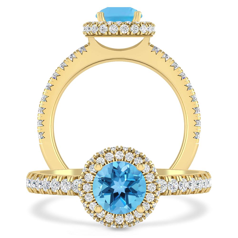 Yellow Gold - Blue Topaz
