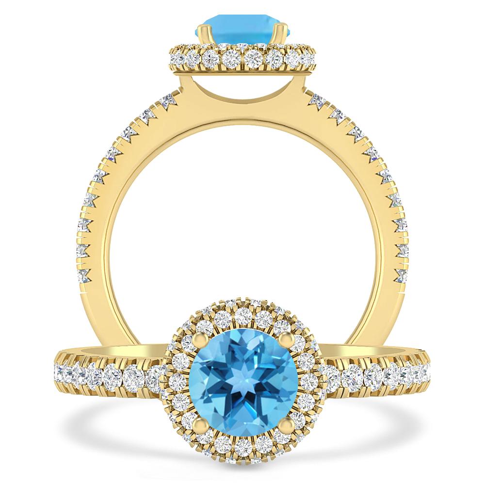 Yellow Gold - Blue Topaz