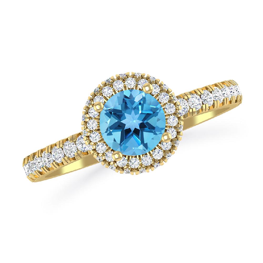 Yellow Gold - Blue Topaz