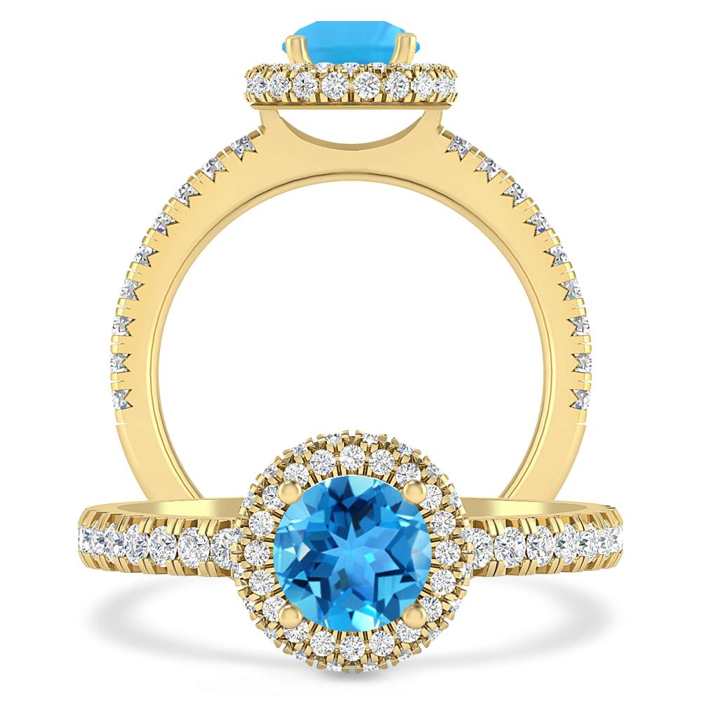 Yellow Gold - Blue Topaz