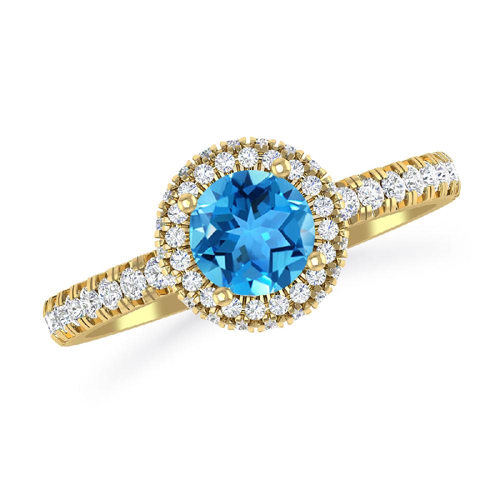 Yellow Gold - Blue Topaz
