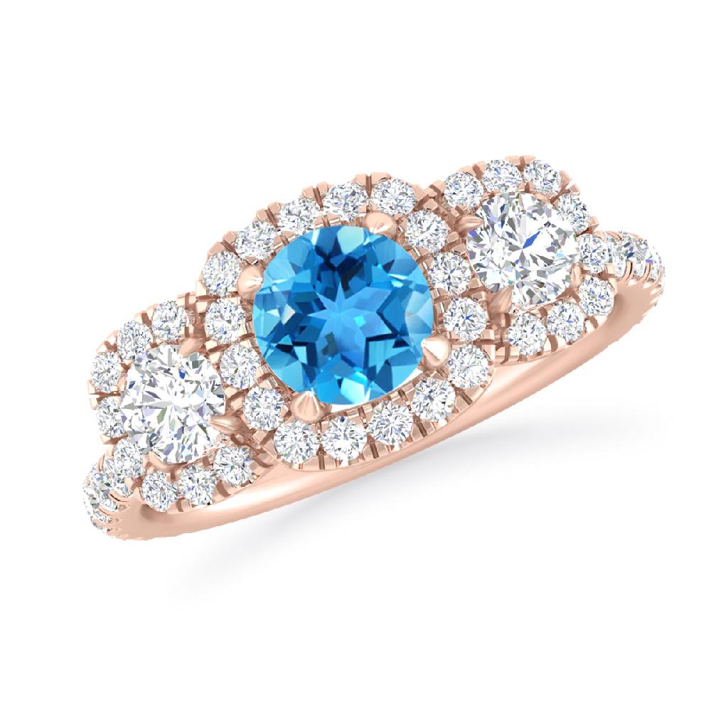 Rose Gold - Blue Topaz