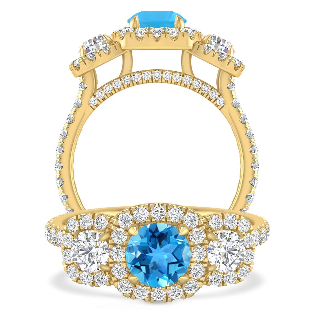 Yellow Gold - Blue Topaz