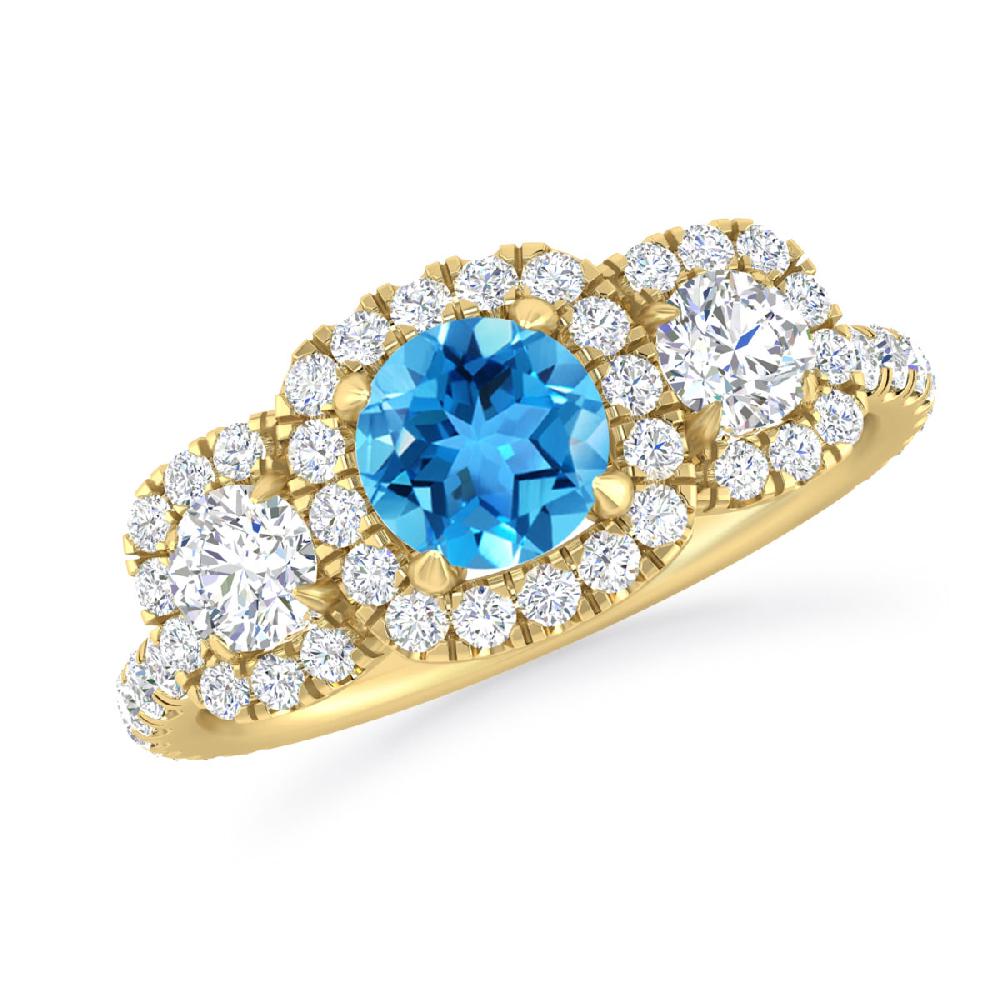 Yellow Gold - Blue Topaz