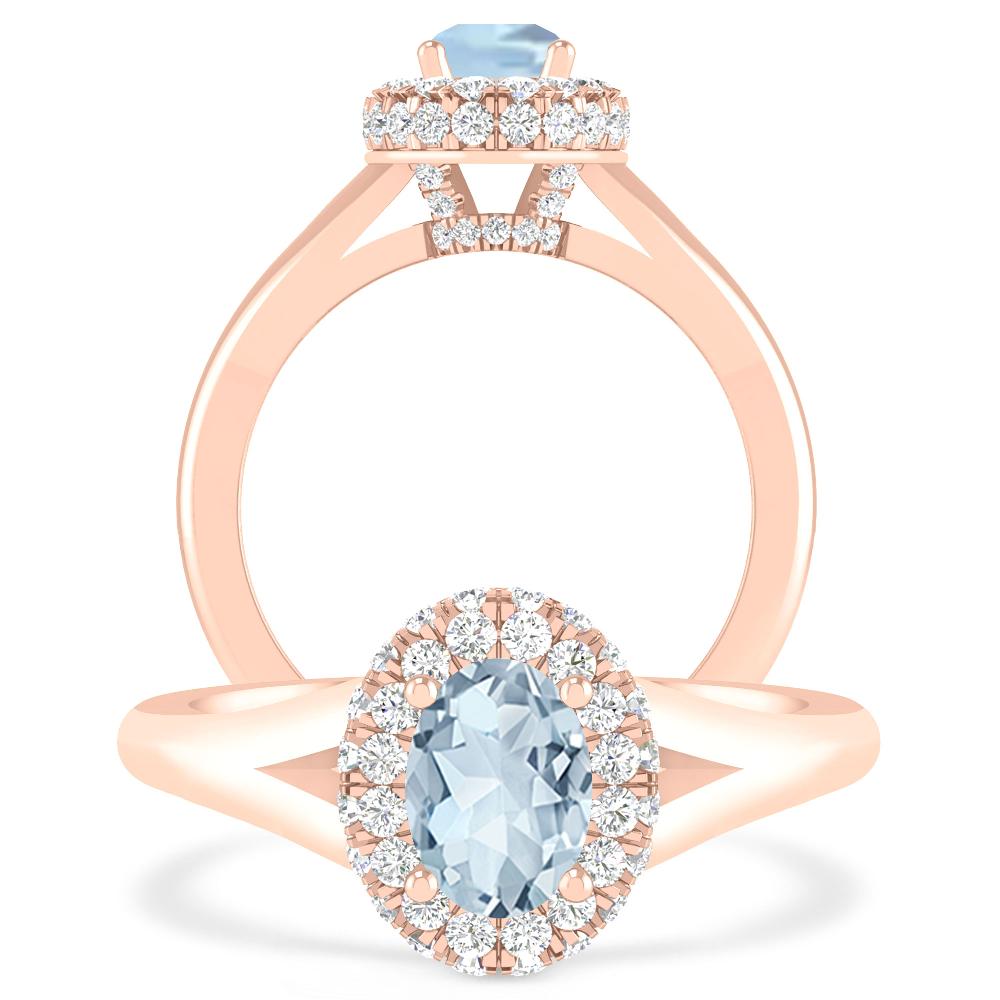 Rose Gold - Aquamarine