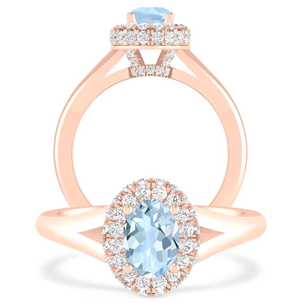 Rose Gold - Aquamarine