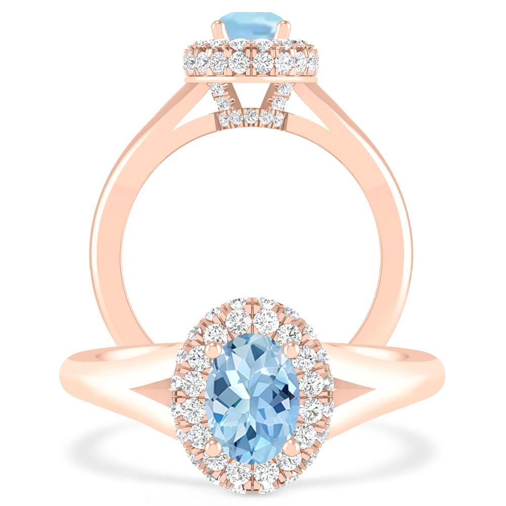 Rose Gold - Aquamarine