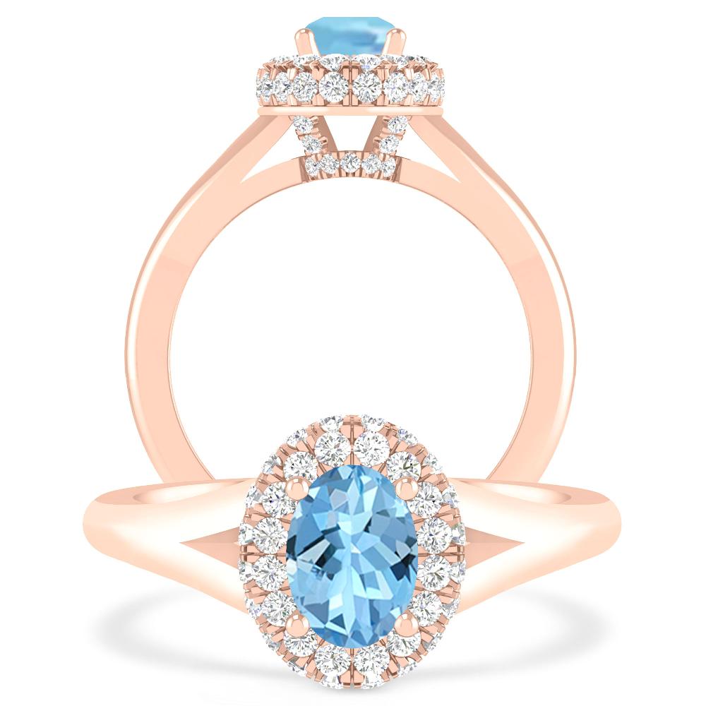 Rose Gold - Aquamarine