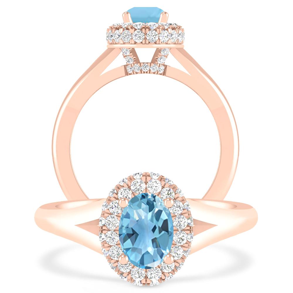 Rose Gold - Blue Topaz