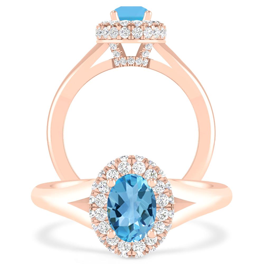 Rose Gold - Blue Topaz