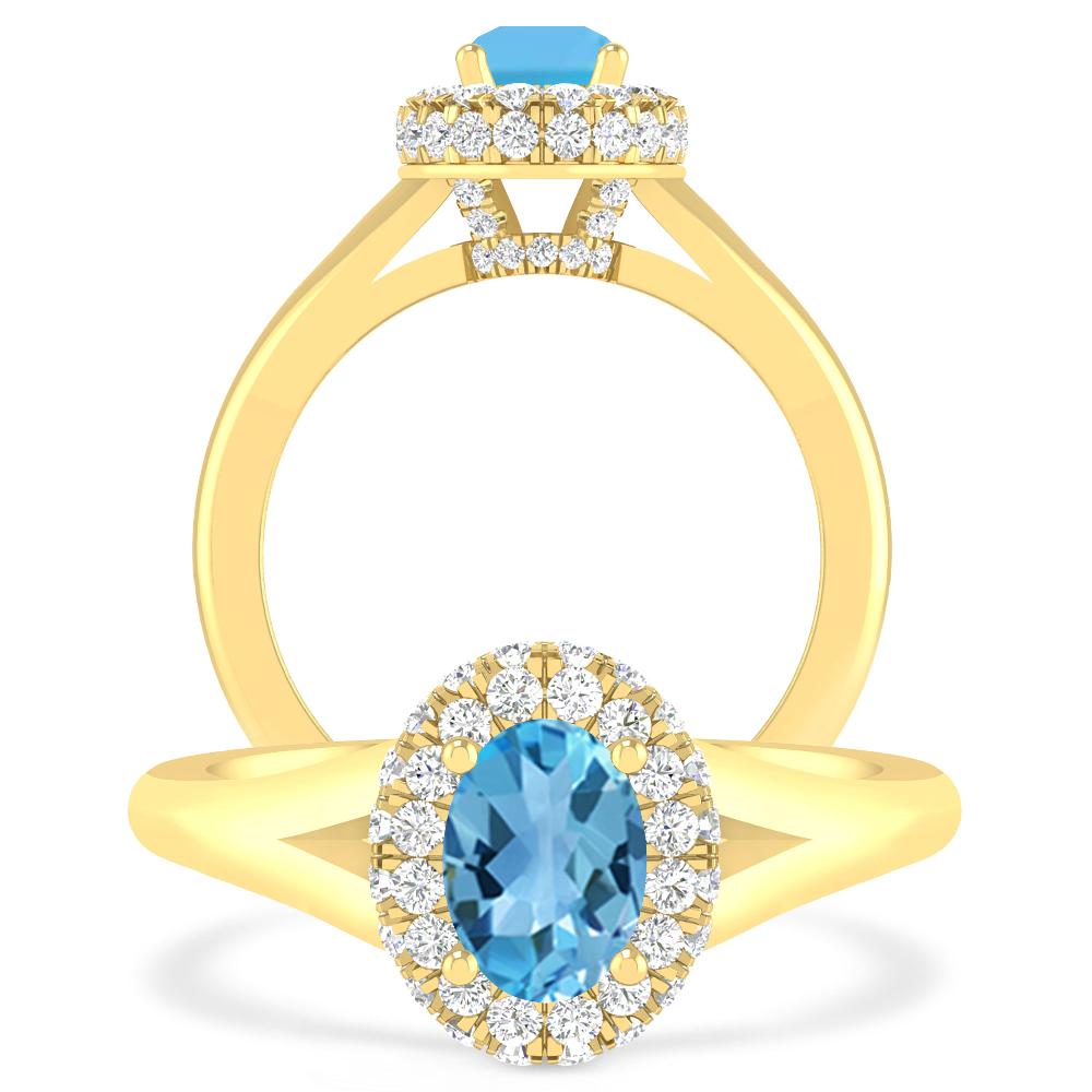 Yellow Gold - Blue Topaz