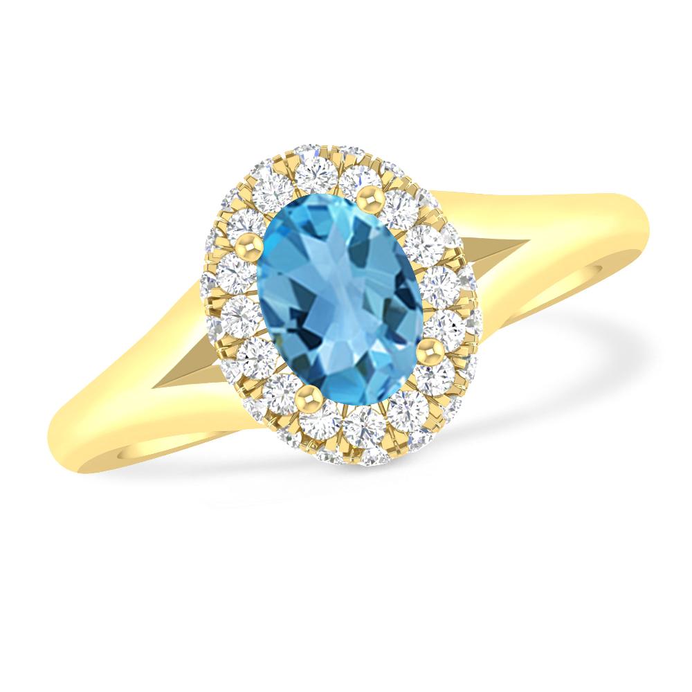 Yellow Gold - Blue Topaz