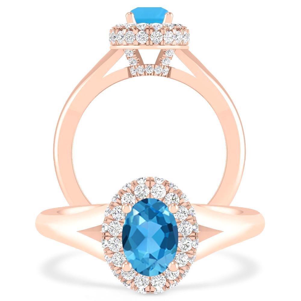 Rose Gold - Blue Topaz