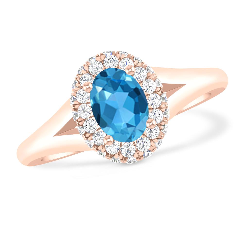 Rose Gold - Blue Topaz