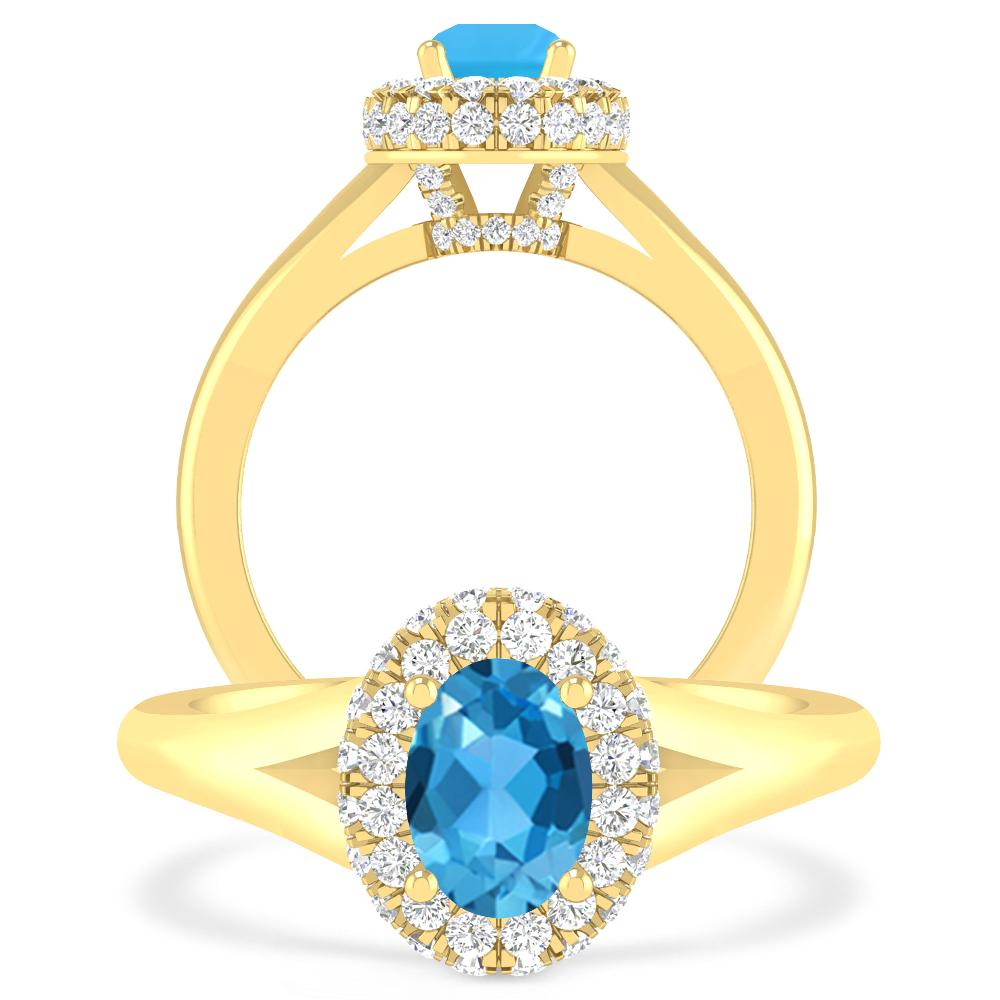 Yellow Gold - Blue Topaz