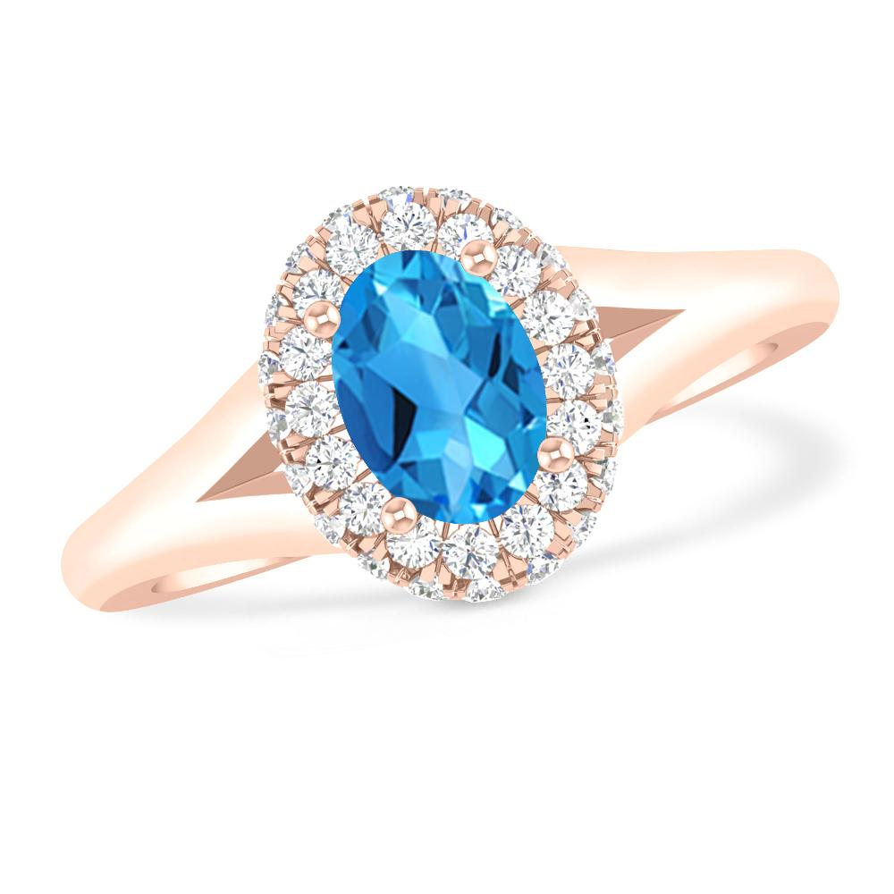 Rose Gold - Blue Topaz