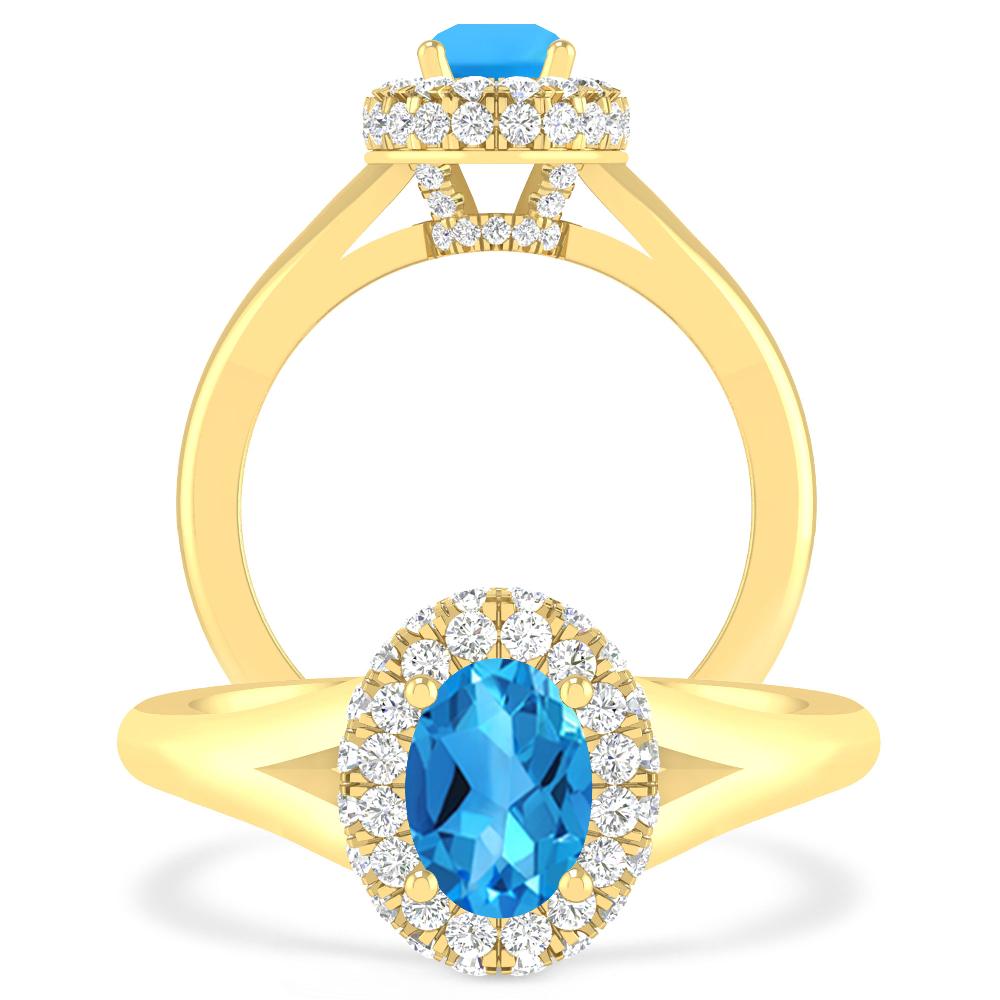 Yellow Gold - Blue Topaz