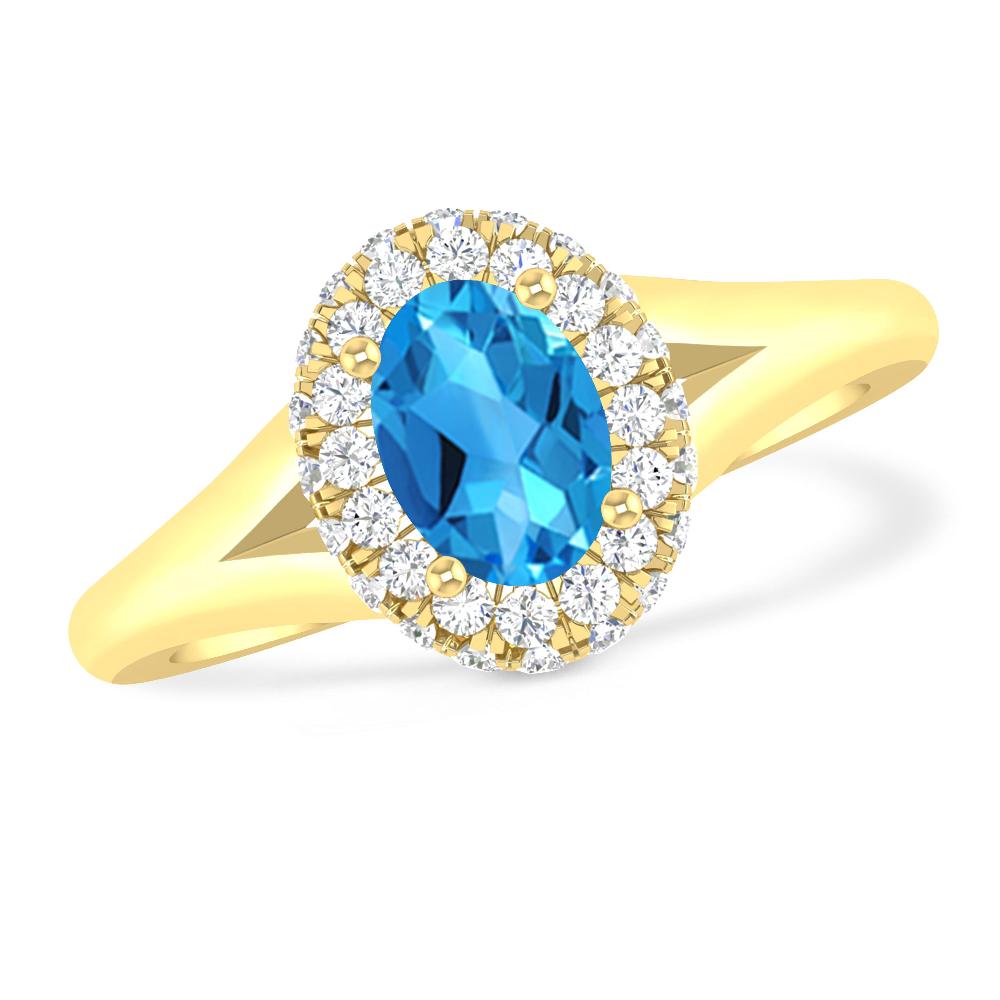 Yellow Gold - Blue Topaz