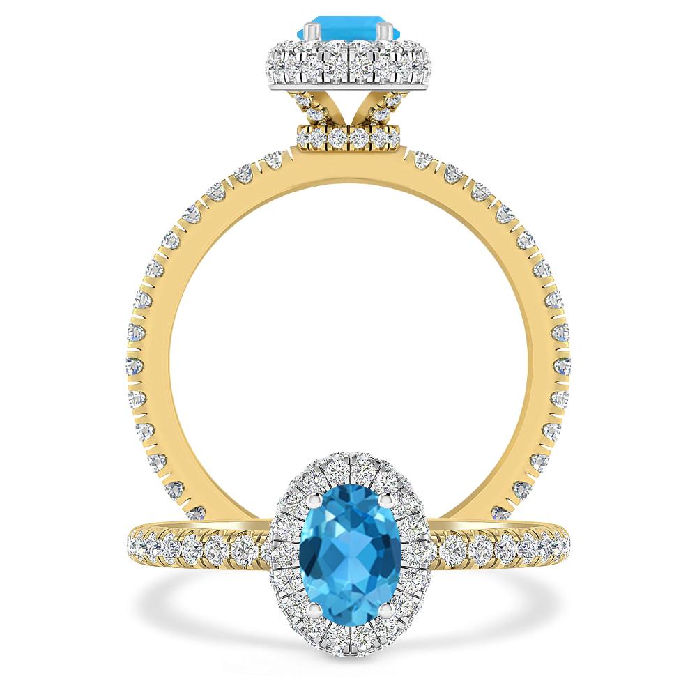 Yellow Gold - Blue Topaz