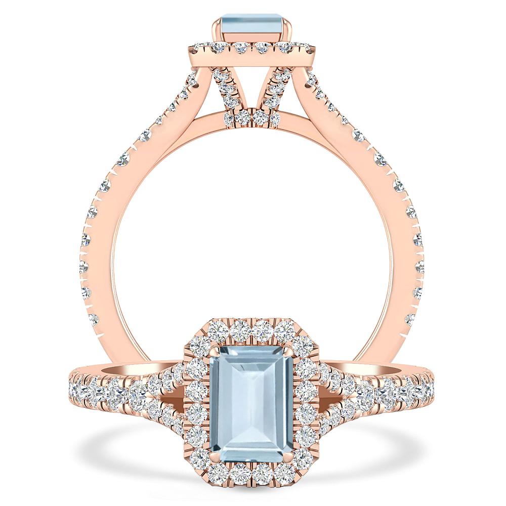 Rose Gold - Aquamarine