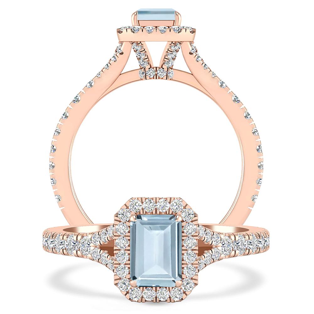 Rose Gold - Aquamarine