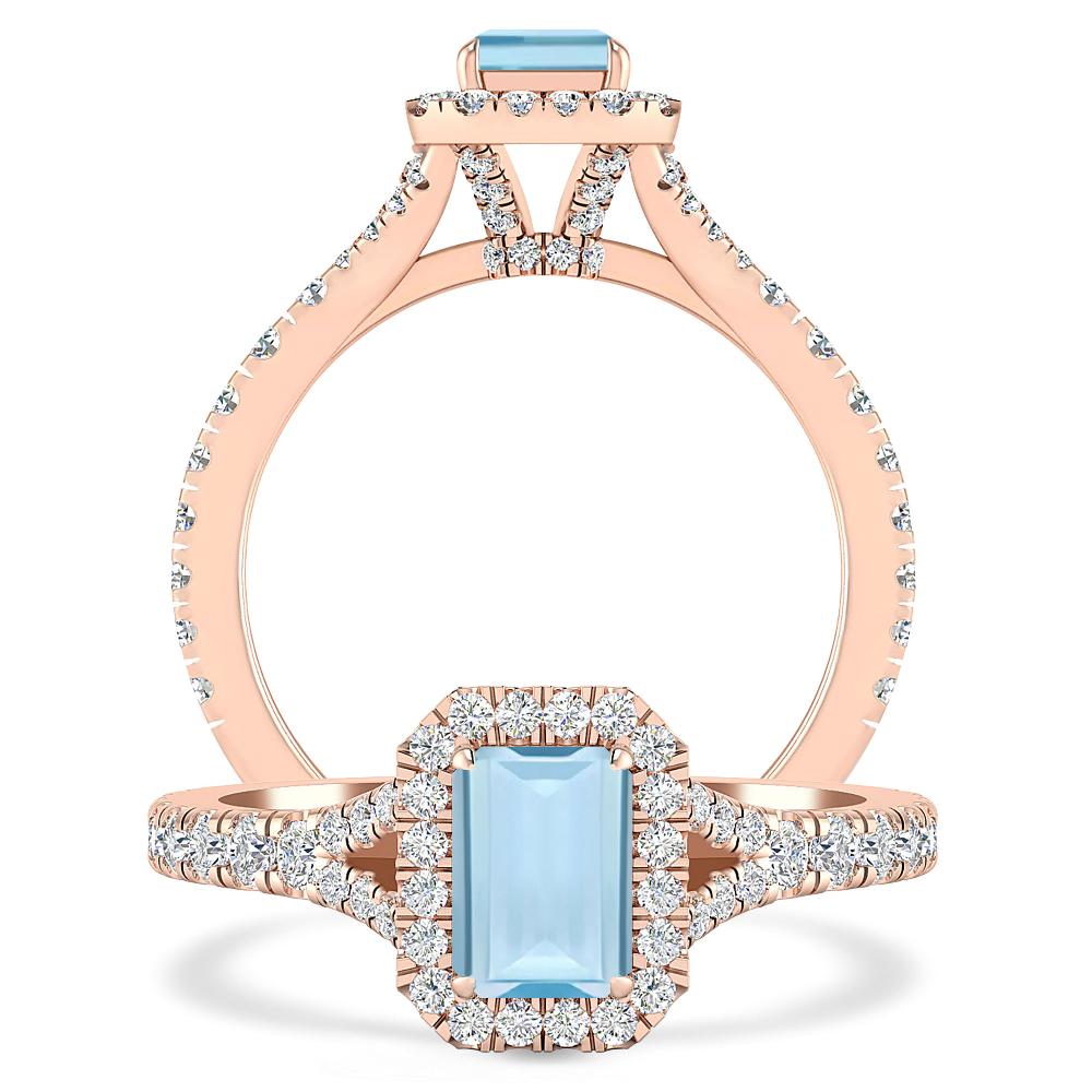 Rose Gold - Aquamarine