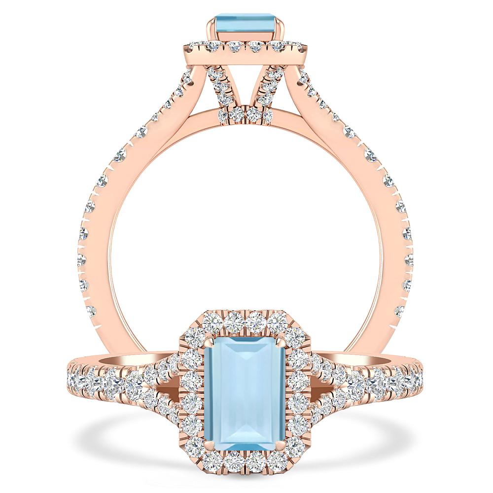 Rose Gold - Aquamarine