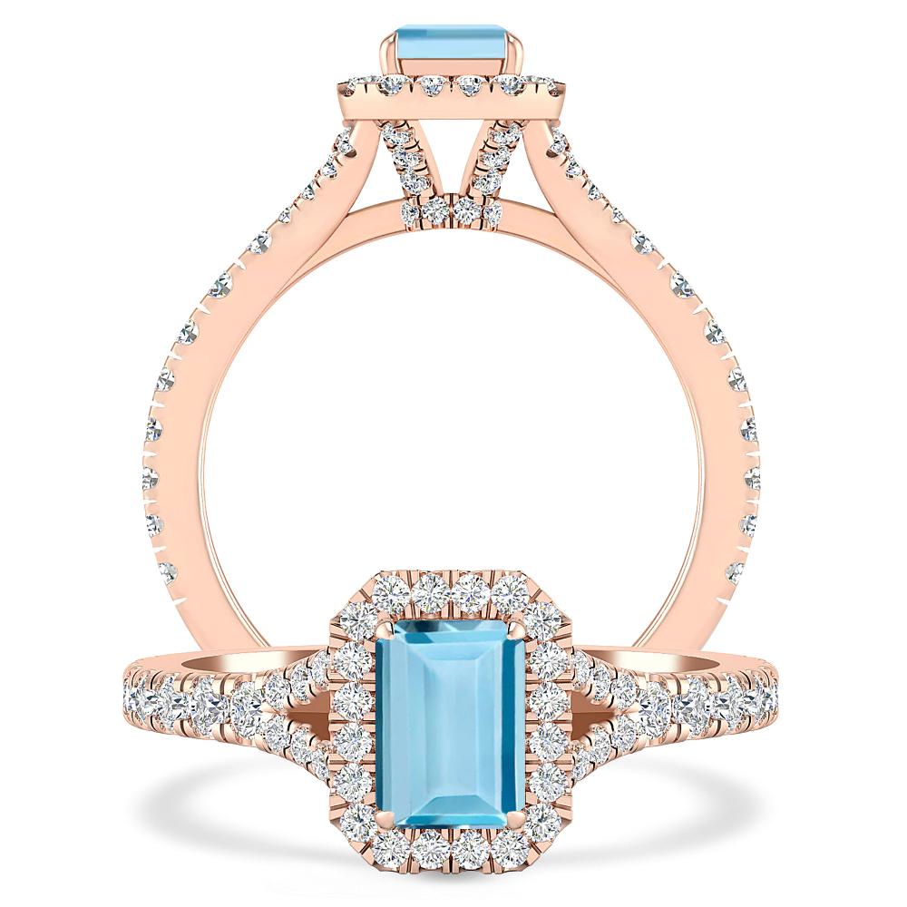 Rose Gold - Aquamarine