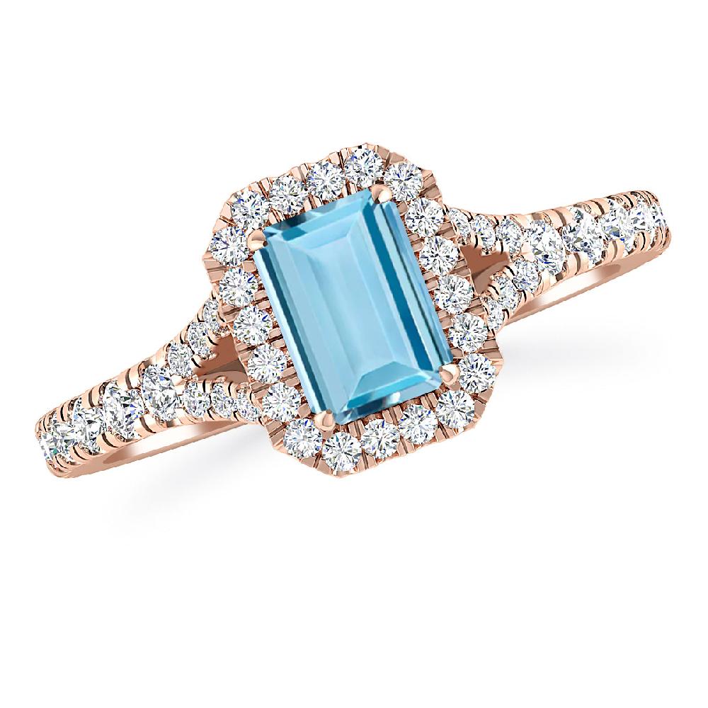 Rose Gold - Aquamarine