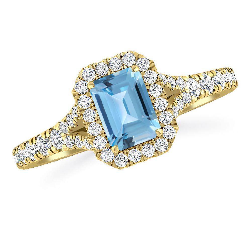 Yellow Gold - Blue Topaz